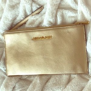 Michael Kors Large Zip Clutch Gold